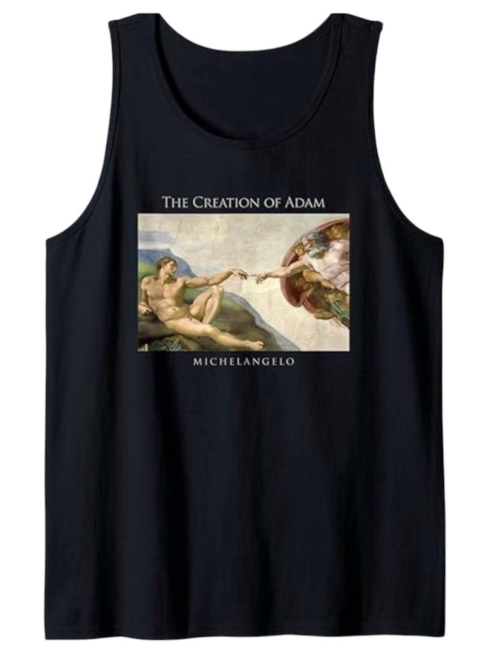 Fifth Sun Charcoal The Creation of Adam' Sistine Chapel Racerback Tank Womens XL
